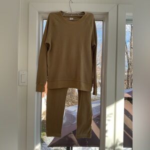 TNA Aritzia Waffle Knit Pants and shirt set